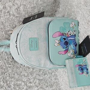 NWT Loungefly Stitch Ducklings And Scrump Mini Backpack And Cardholder Set